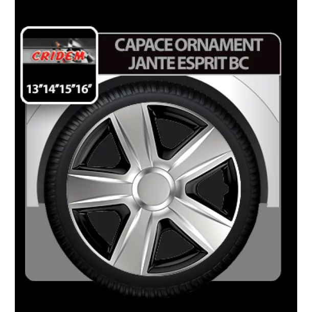 Esprit BC dísztárcsa - 4 darab - Ezüst/Fekete - 14&#039;&#039;