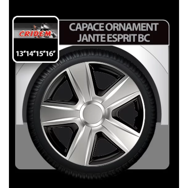 Capace roti auto Esprit BC 4buc - Argintiu/Negru - 14&#039;&#039;