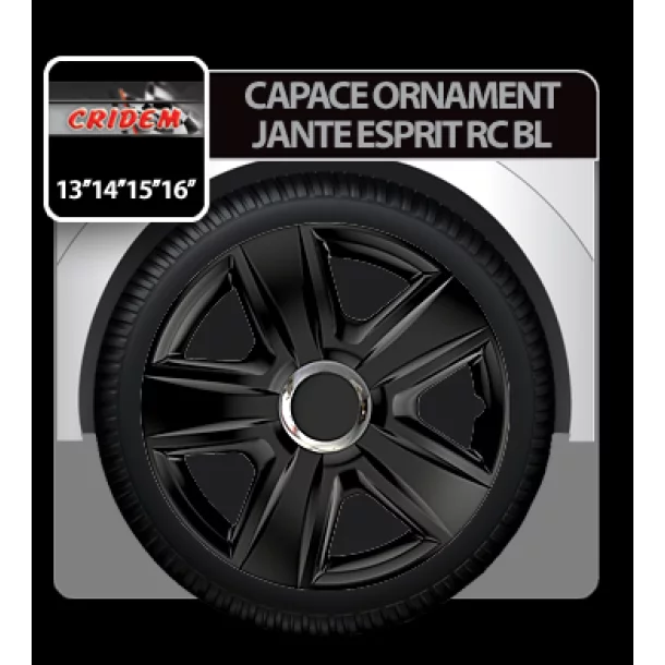 Wheel covers Esprit RC BL 4pcs - Black - 14&#039;&#039;