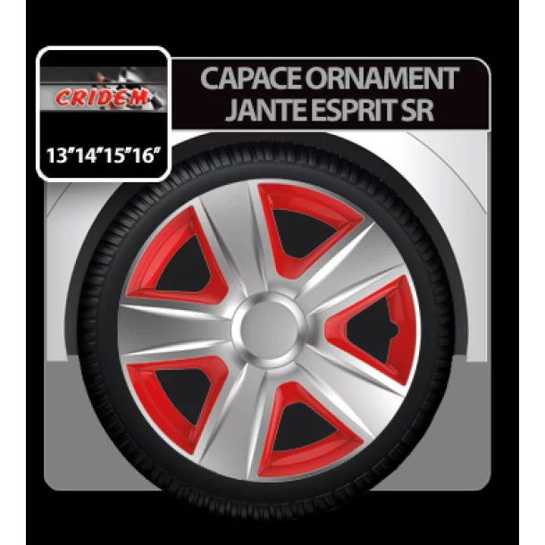Wheel covers Esprit SR 4pcs - Silver/Red - 16&#039;&#039;