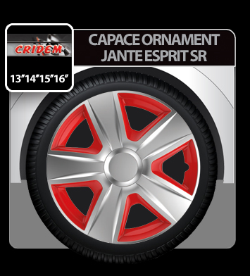 Capace roti auto Esprit SR 4buc - Argintiu/Rosu - 16''-Resigilat, thumb
