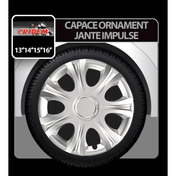 Capace roti auto Impulse 4buc - Argintiu - 16&#039;&#039;-Resigilat,