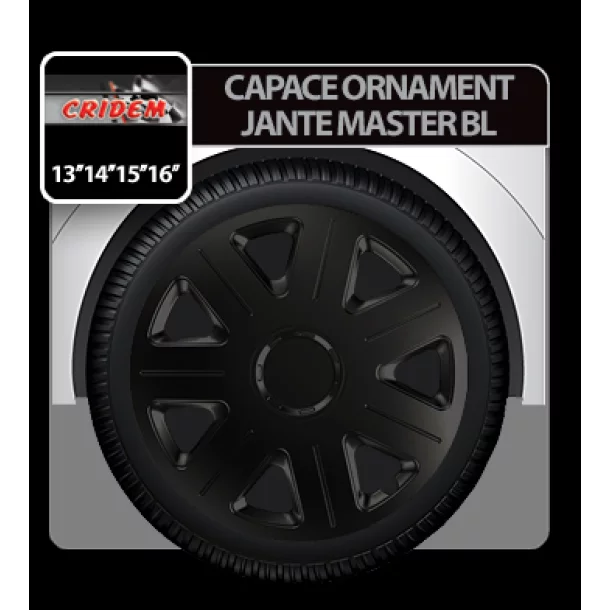 Capace roti auto Master BL 4buc - Negru - 15'' - Resigilat