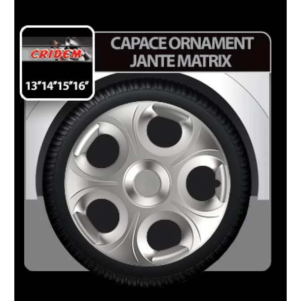 Wheel covers Matrix 4pcs - Silver - 13&#039;&#039;