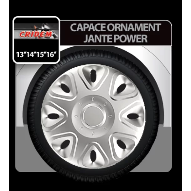 Capace roti auto Power 4buc - Argintiu - 15&#039;&#039;