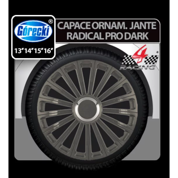Wheel covers Radical Pro dark 4pcs - Graphite - 13&#039;&#039;
