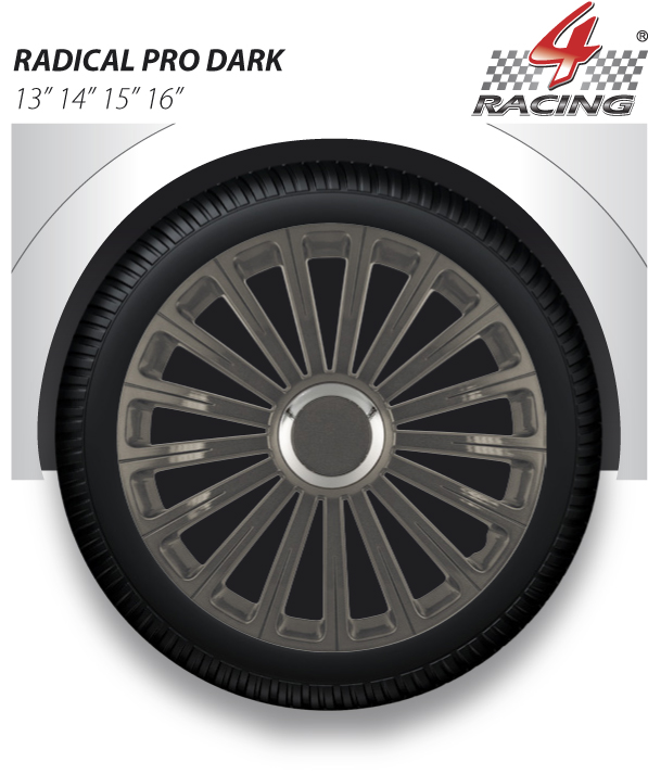 Wheel covers Radical Pro dark 4pcs - Graphite - 13'' thumb