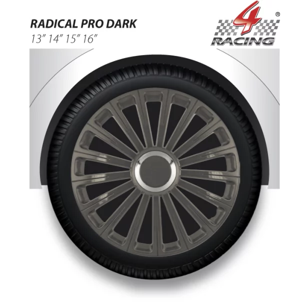 Wheel covers Radical Pro dark 4pcs - Graphite - 13&#039;&#039;