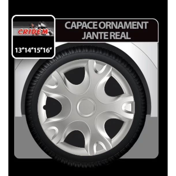 Capace roti auto Real 4buc - Argintiu - 13&#039;&#039;