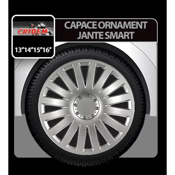 Capace roti auto Smart 4buc - Argintiu - 13&#039;&#039;