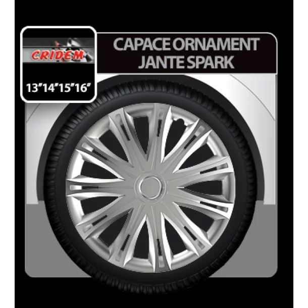 Capace roti auto Spark 4buc - Argintiu - 13&#039;&#039;