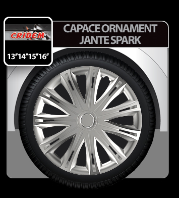 Capace roti auto Spark 4buc - Argintiu - 14''-Resigilat, thumb