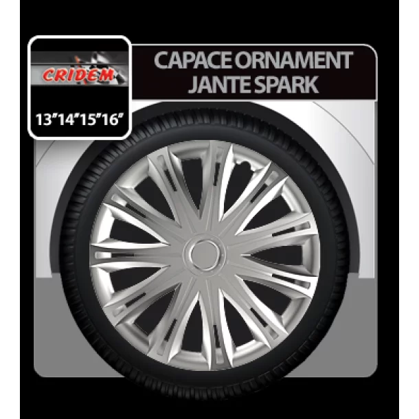 Capace roti auto Spark 4buc - Argintiu - 16''-Resigilat,