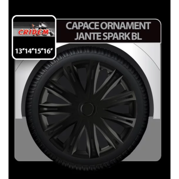 Wheel covers Spark BL 4pcs - Black - 13&#039;&#039;