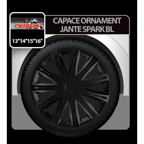 Wheel covers Spark BL 4pcs - Black - 14&#039;&#039; - Resealed
