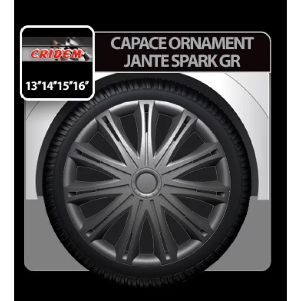 Wheel covers Spark GR 4pcs - Graphite - 14&#039;&#039;