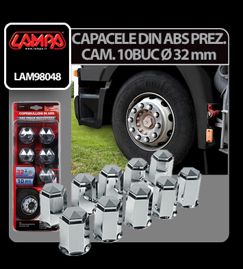 Capacele ABS prezoane camion 10buc - 32mm - Crom thumb
