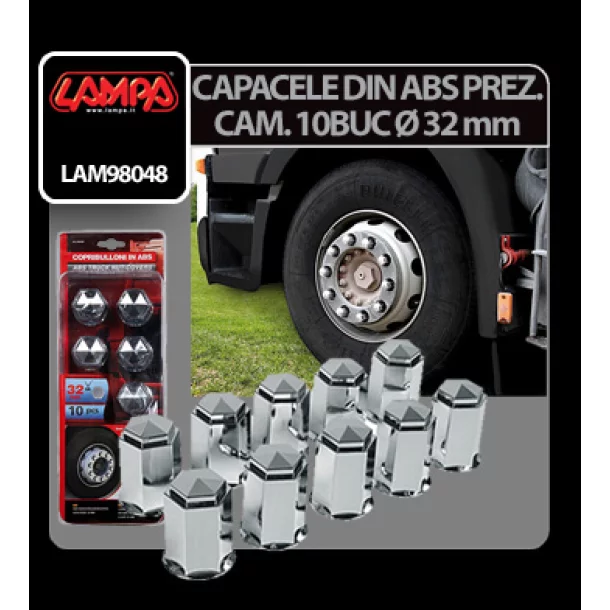 Capacele ABS prezoane camion 10buc - 32mm - Crom