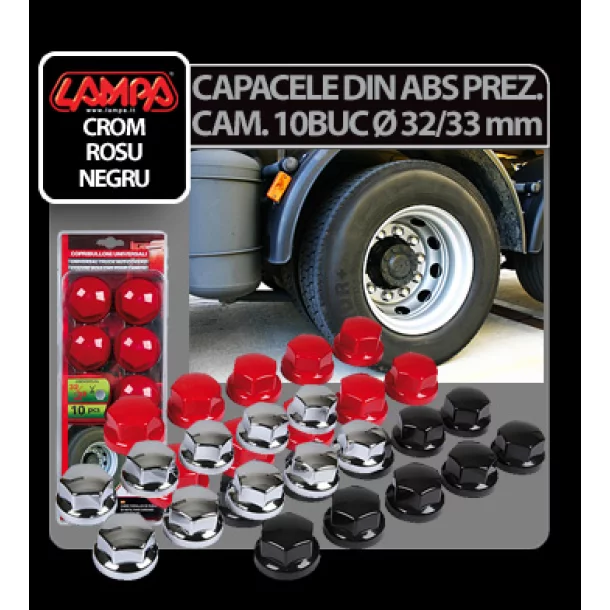 Capacele ABS prezoane camion 10buc - Ø 32/33mm - Crom