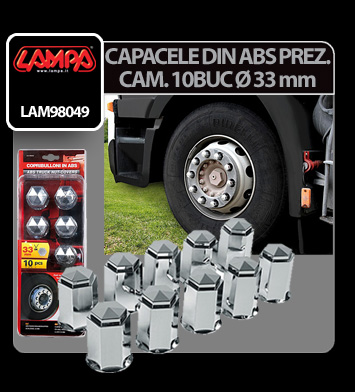 Capacele ABS prezoane camion 10buc - Ø 33mm - Crom thumb