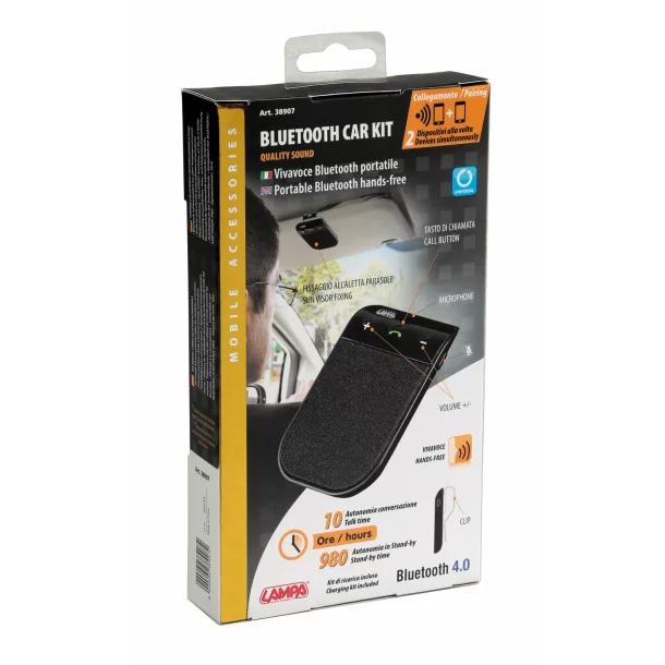 Car kit Bluetooth 4.0 hordozható, hangszóróval és akkumulátorral 10h