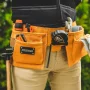 Professional leather tool carrier belt - 9 pockets + hammer holder