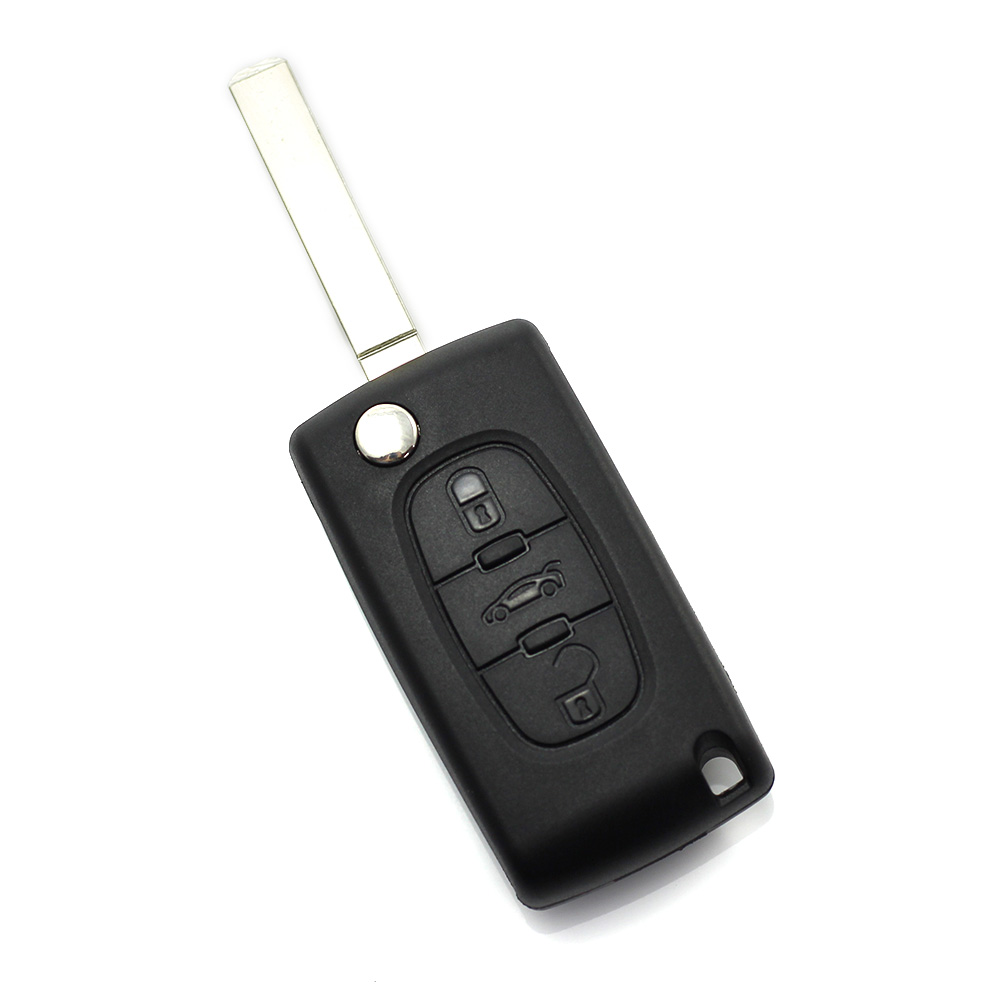 Citroen / Peugeot 307 - Carcasa tip cheie briceag 3 butoane, lama VA2-SH3, cu suport baterie, buton portbagaj thumb