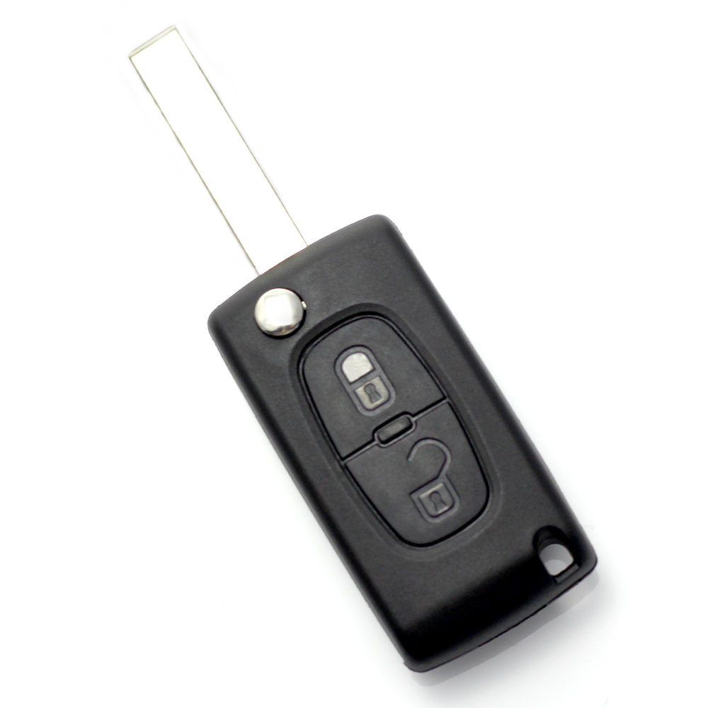 Citroen / Peugeot 307 - Carcasa tip cheie briceag cu 2 butoane, lama VA2-SH2 cu suport baterie thumb
