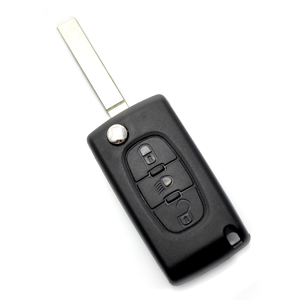 Citroen / Peugeot 307 - Carcasa tip cheie briceag cu 3 butoane, lama VA2-SH3 cu suport baterie thumb