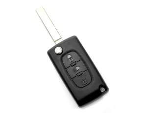 Citroen / Peugeot 307 - Carcasa tip cheie briceag cu 3 butoane, lama VA2-SH3 cu suport baterie