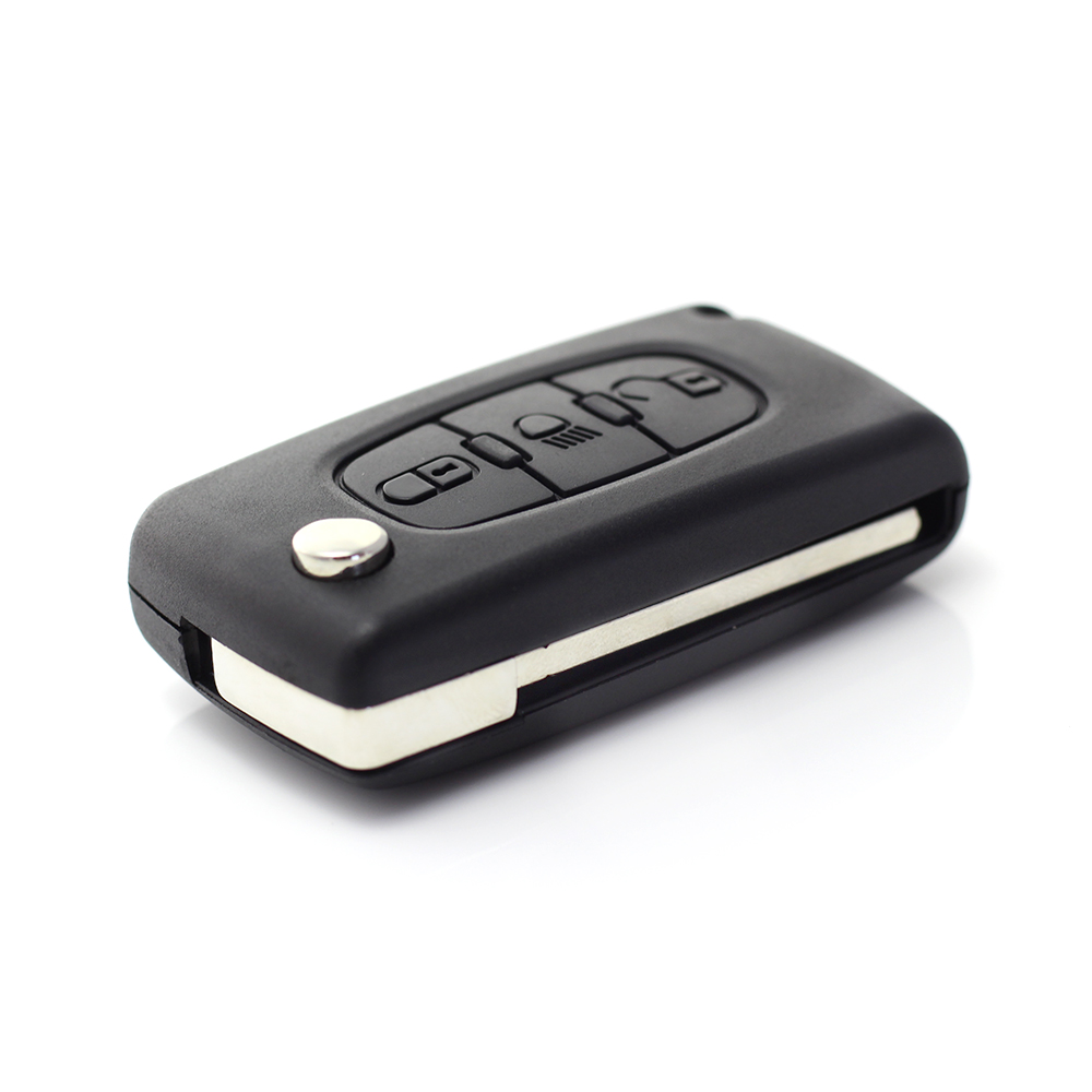 Citroen / Peugeot 307 - Carcasa tip cheie briceag cu 3 butoane, lama VA2-SH3 cu suport baterie thumb