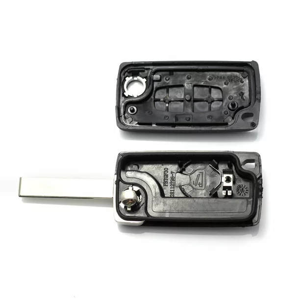 Citroen / Peugeot 407 - Carcasa tip cheie briceag cu 2 butoane, lama HU83-SH2 cu suport baterie