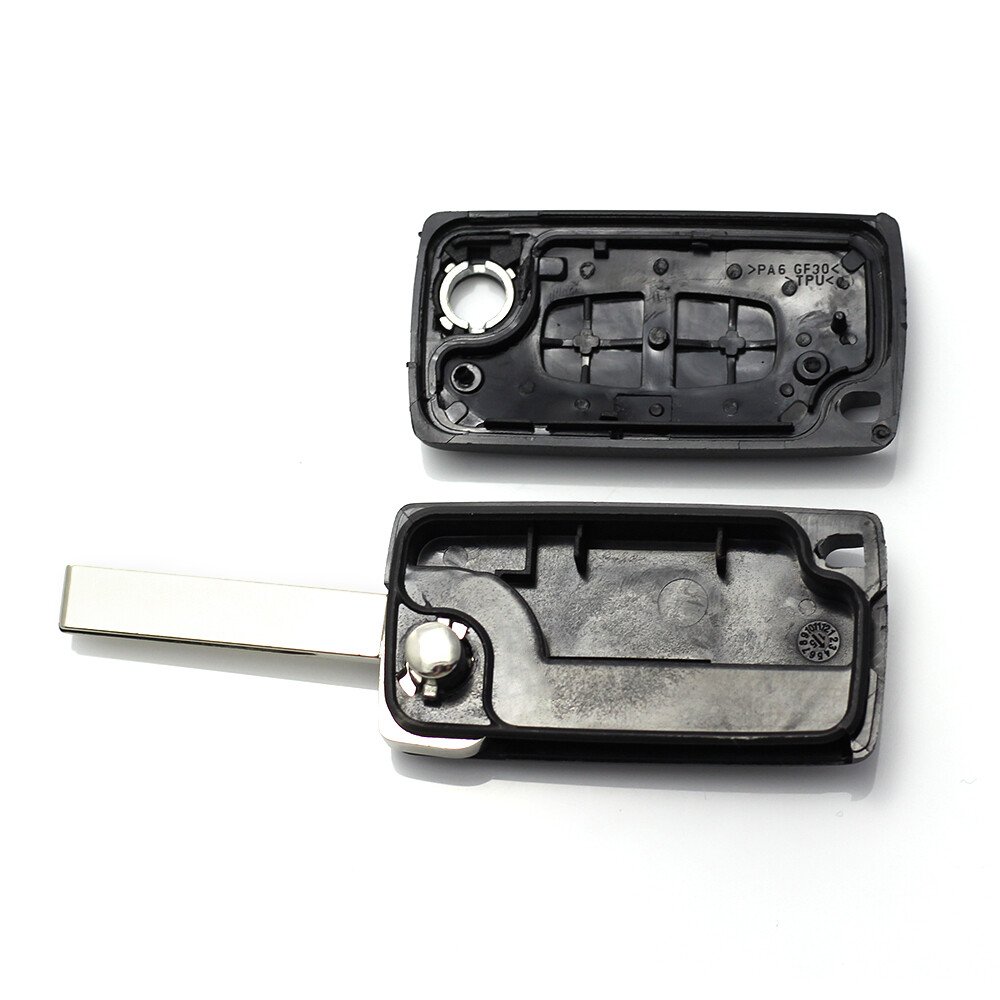 Citroen / Peugeot 407 - Carcasa tip cheie briceag cu 2 butoane, lama HU83-SH2 fara suport baterie thumb