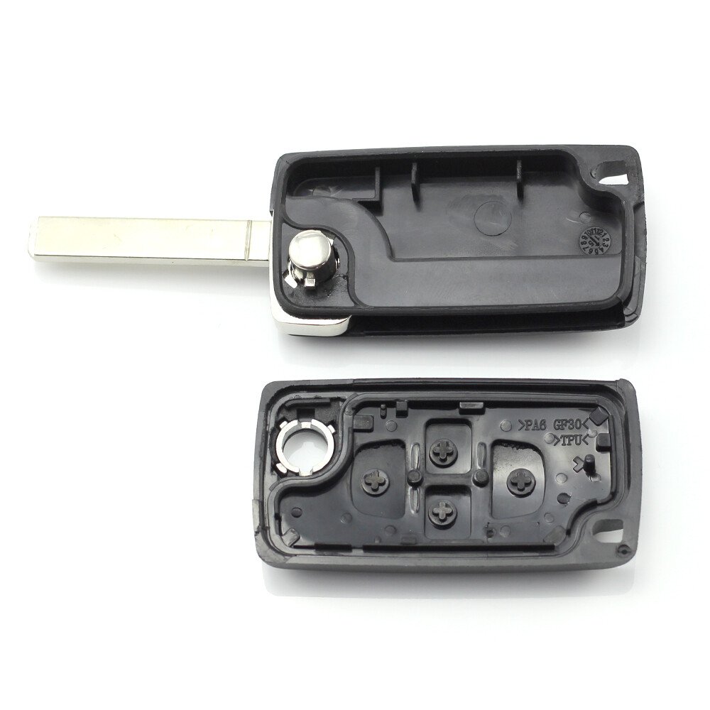 Citroen / Peugeot - Carcasa tip cheie briceag cu 4 butoane, fara suport baterie, lama tip HU83-SH4 thumb