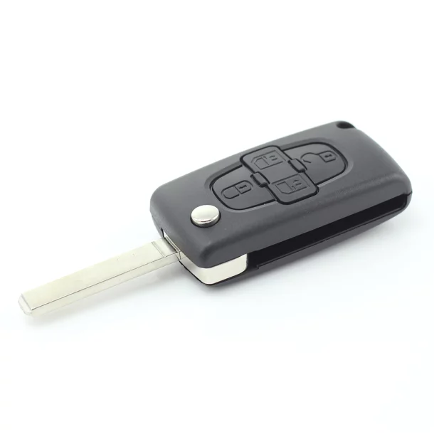 Citroen / Peugeot - Carcasa tip cheie briceag cu 4 butoane, fara suport baterie, lama tip HU83-SH4