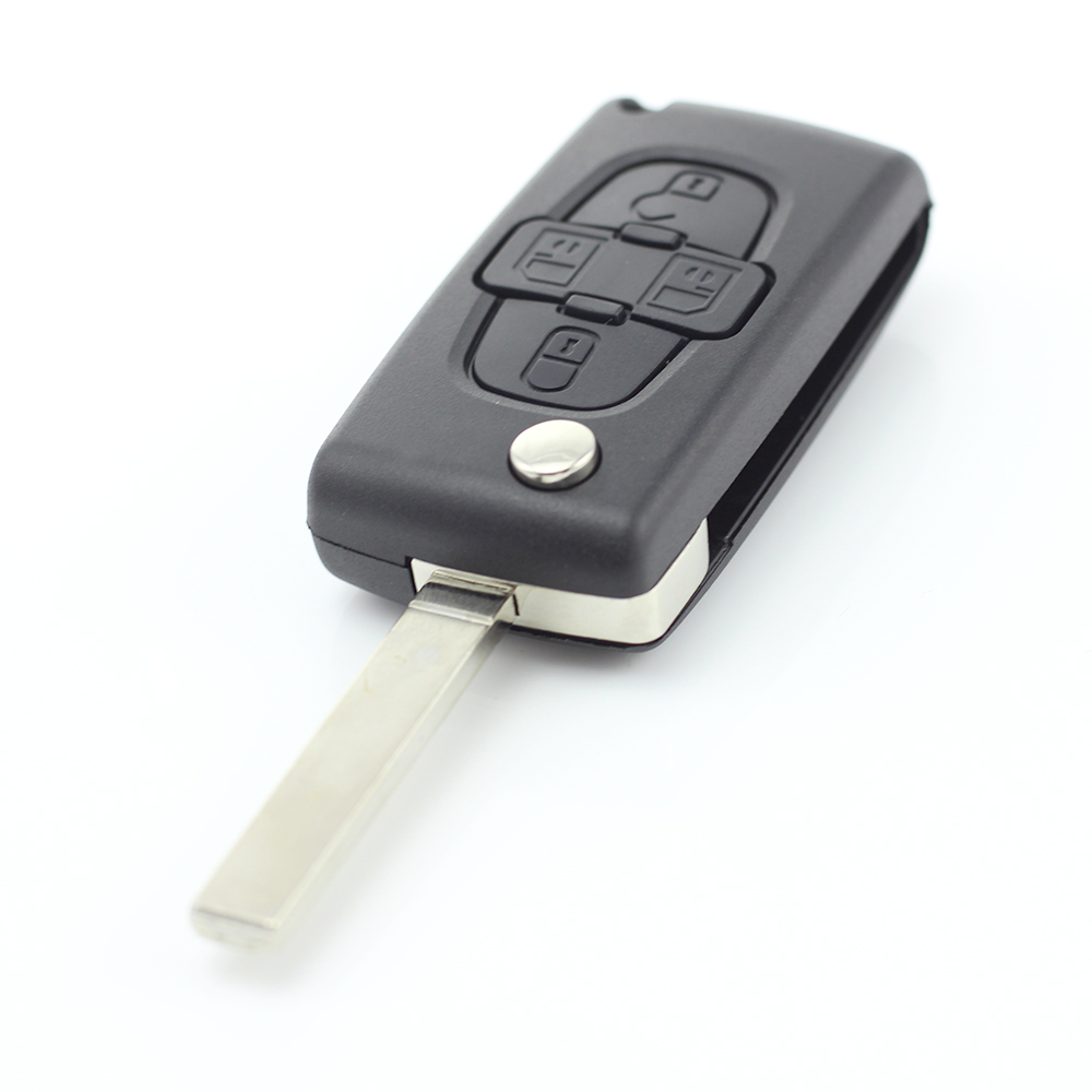 Citroen / Peugeot - Carcasa tip cheie briceag cu 4 butoane si suport baterie, lama tip VA2-SH4 thumb
