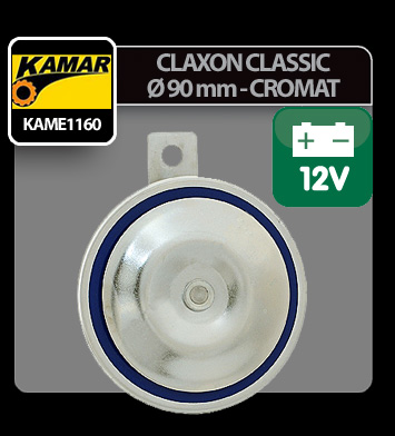 Claxon Classic cromat 105 dB Ø 90mm, 12V - Kamar thumb