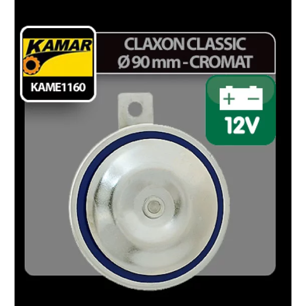 Claxon Classic cromat 105 dB Ø 90mm, 12V - Kamar