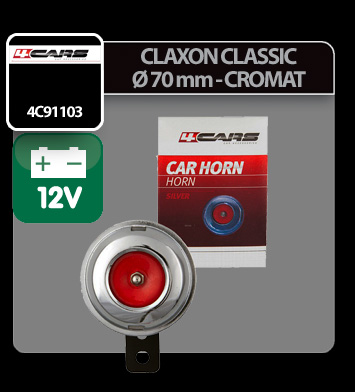 Claxon Classic cromat Ø 70mm, 12V - 4Cars thumb