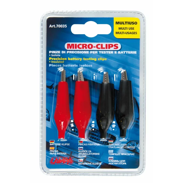 Micro-Clips, set 4 battery clamps - cm 4,5