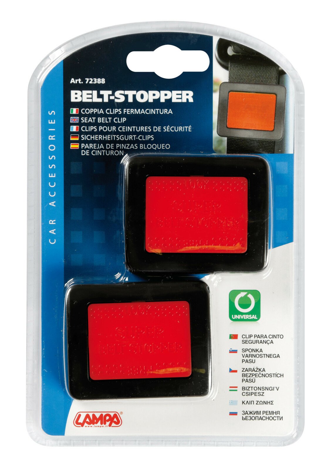 Safety belt clips thumb