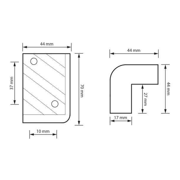 Coltar de protectie pt, incinte acustice 70 x 44 x 44 mm