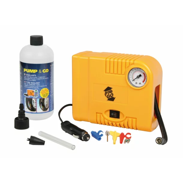 Compresor aer Pump&amp;Go 12V si kit etansare pneuri