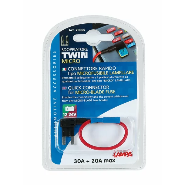 Conector rapid pentru doua sigurante plate mici 30+20A 12/24V - Resigilat