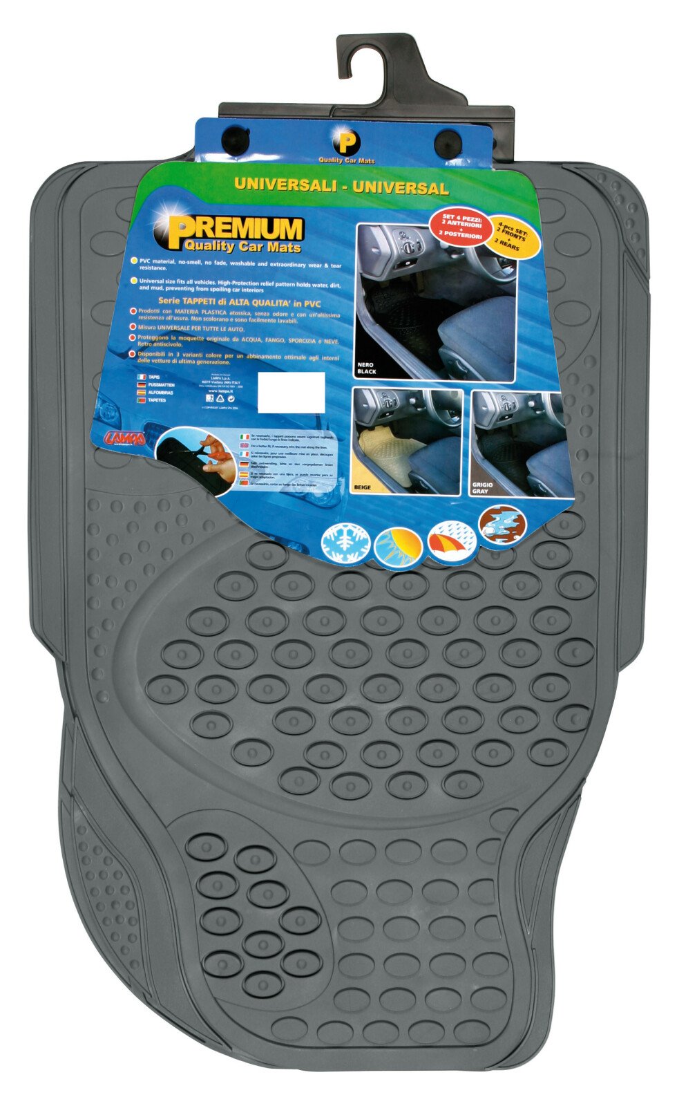 Premium, universal 4 pcs car mat - Grey thumb