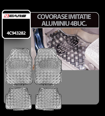 4Cars Set of 4 pcs aluminium finish mats - Chrome thumb