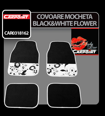 Covorase mocheta Black & White Flower 4buc thumb