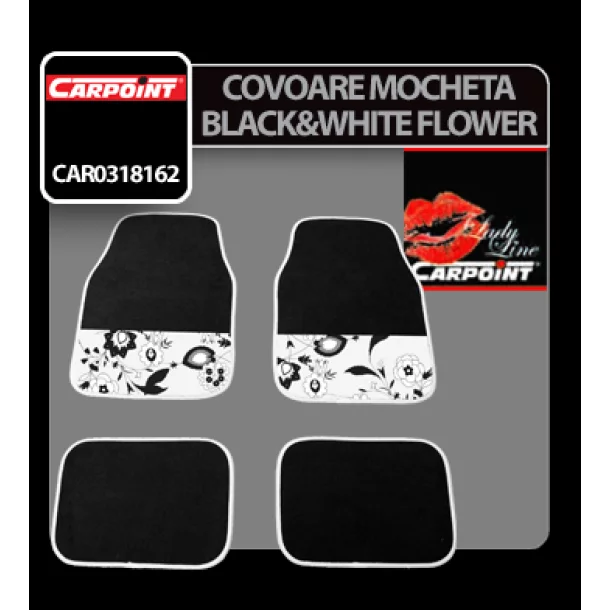 Black &amp; White Flower carpets 4pcs