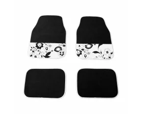 Black &amp; White Flower carpets 4pcs