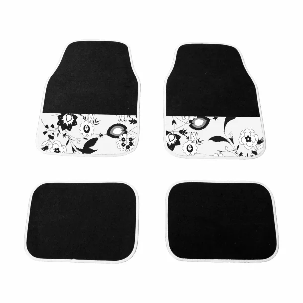 Covorase mocheta Black &amp; White Flower 4buc